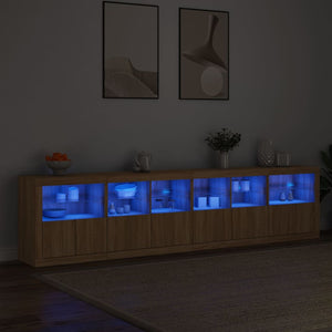 vidaXL Sideboard with LED Lights Sonoma Oak 283x37x67 cm