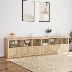 vidaXL Sideboard with LED Lights Sonoma Oak 283x37x67 cm