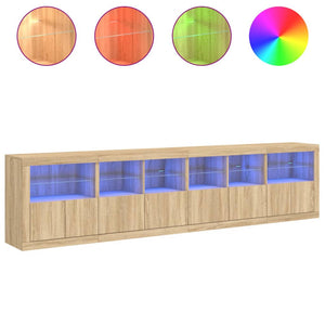 vidaXL Sideboard with LED Lights Sonoma Oak 283x37x67 cm