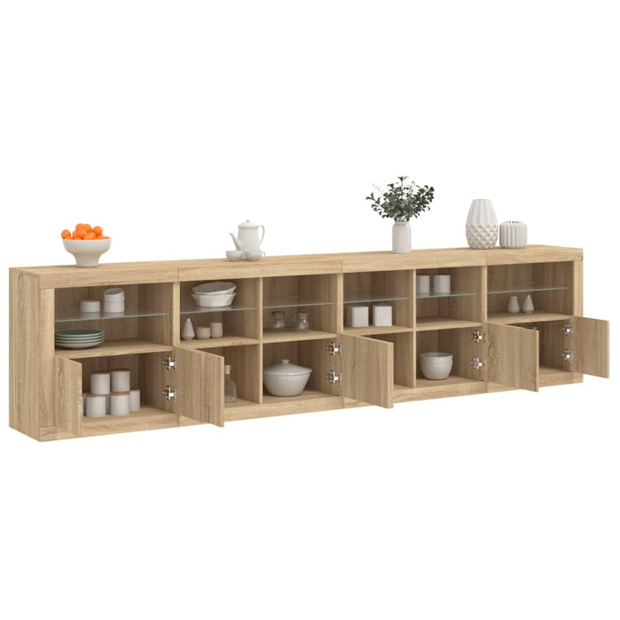 vidaXL Sideboard with LED Lights Sonoma Oak 283x37x67 cm