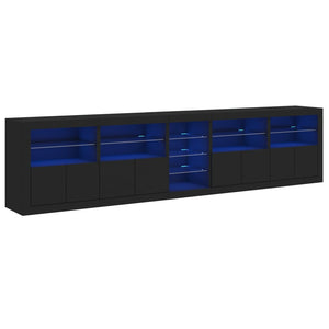 vidaXL Sideboard with LED Lights Black 283x37x67 cm