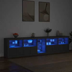 vidaXL Sideboard with LED Lights Black 283x37x67 cm