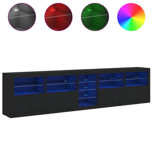 vidaXL Sideboard with LED Lights Black 283x37x67 cm