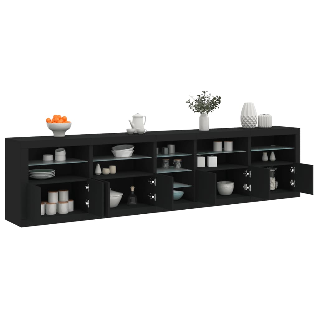 vidaXL Sideboard with LED Lights Black 283x37x67 cm