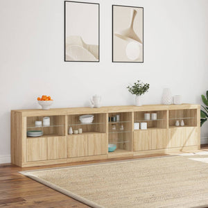 vidaXL Sideboard with LED Lights Sonoma Oak 283x37x67 cm