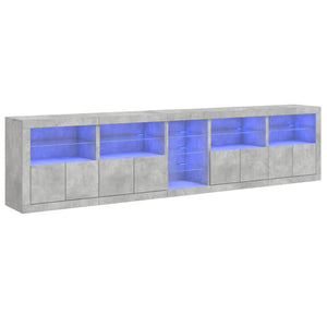 vidaXL Sideboard with LED Lights Concrete Grey 283x37x67 cm