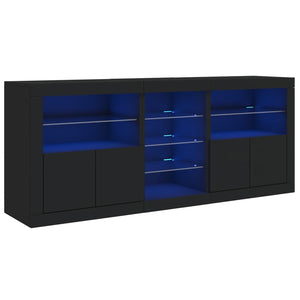 vidaXL Sideboard with LED Lights Black 162x37x67 cm