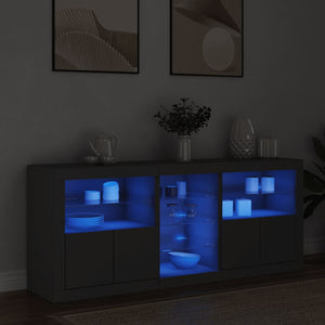 vidaXL Sideboard with LED Lights Black 162x37x67 cm