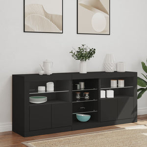 vidaXL Sideboard with LED Lights Black 162x37x67 cm