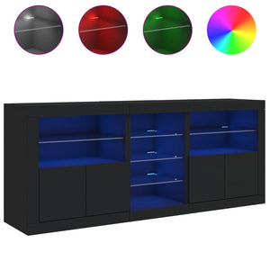 vidaXL Sideboard with LED Lights Black 162x37x67 cm