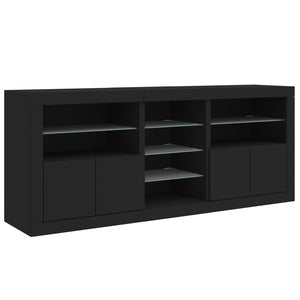 vidaXL Sideboard with LED Lights Black 162x37x67 cm