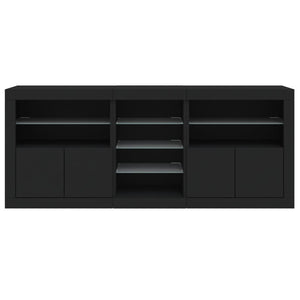 vidaXL Sideboard with LED Lights Black 162x37x67 cm