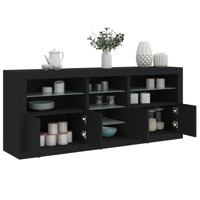 vidaXL Sideboard with LED Lights Black 162x37x67 cm