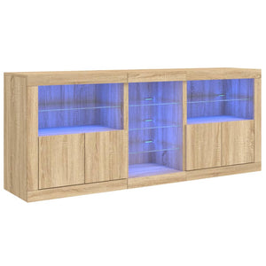 vidaXL Sideboard with LED Lights Sonoma Oak 162x37x67 cm