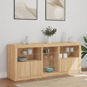 vidaXL Sideboard with LED Lights Sonoma Oak 162x37x67 cm