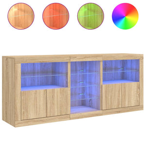 vidaXL Sideboard with LED Lights Sonoma Oak 162x37x67 cm