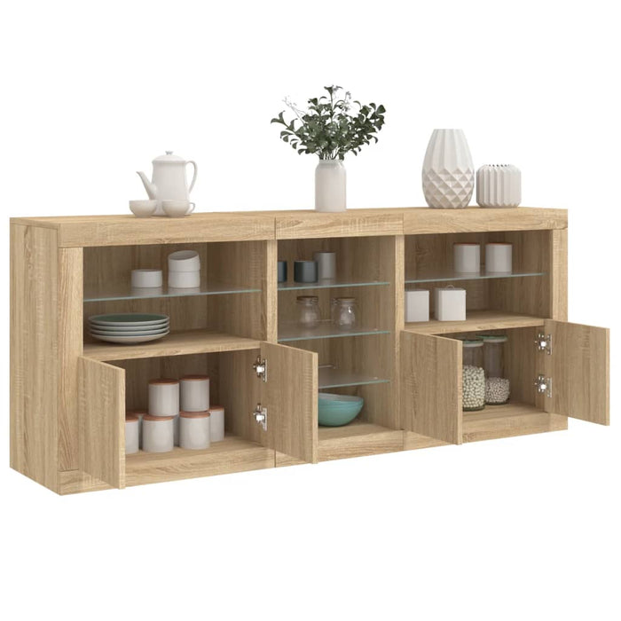 vidaXL Sideboard with LED Lights Sonoma Oak 162x37x67 cm