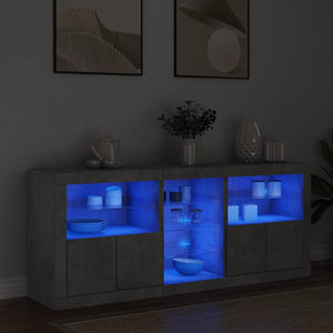 vidaXL Sideboard with LED Lights Concrete Grey 162x37x67 cm