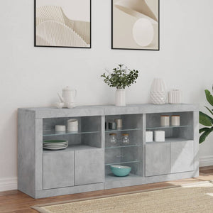 vidaXL Sideboard with LED Lights Concrete Grey 162x37x67 cm