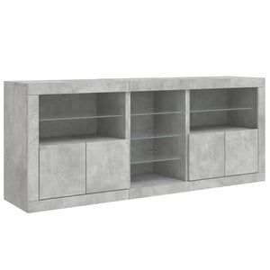 vidaXL Sideboard with LED Lights Concrete Grey 162x37x67 cm