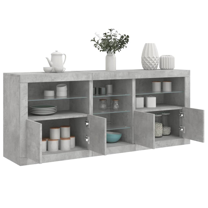 vidaXL Sideboard with LED Lights Concrete Grey 162x37x67 cm