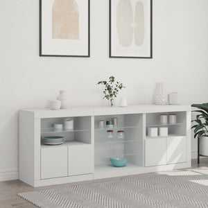 vidaXL Sideboard with LED Lights White 181.5x37x67 cm