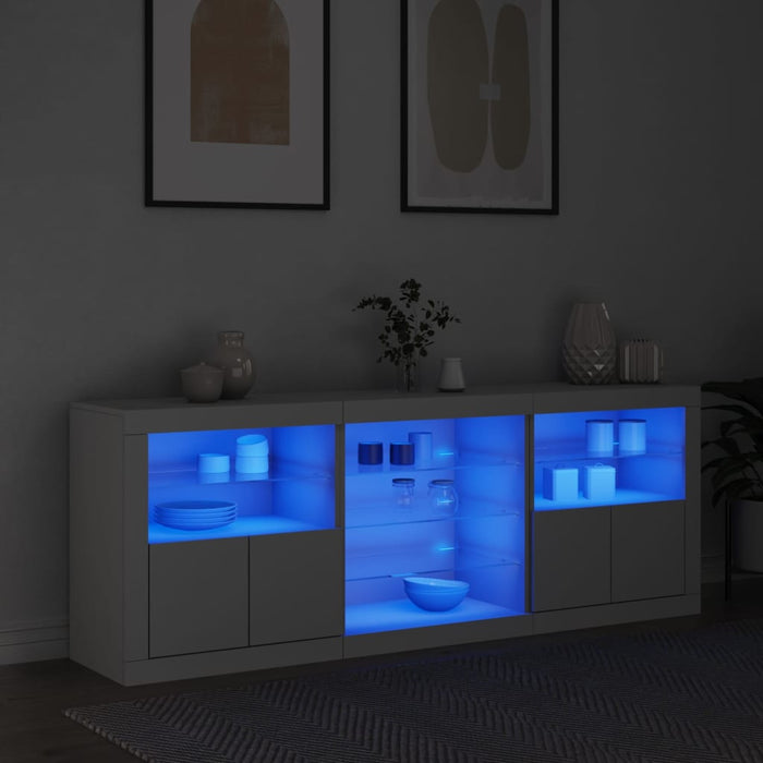 vidaXL Sideboard with LED Lights White 181.5x37x67 cm