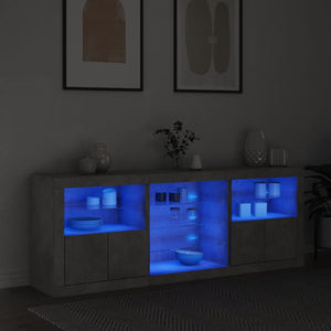 vidaXL Sideboard with LED Lights Concrete Grey 181.5x37x67 cm