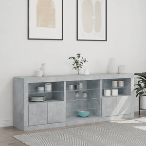 vidaXL Sideboard with LED Lights Concrete Grey 181.5x37x67 cm