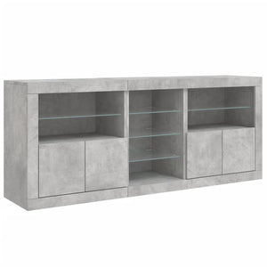 vidaXL Sideboard with LED Lights Concrete Grey 181.5x37x67 cm