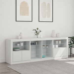 vidaXL Sideboard with LED Lights White 202x37x67 cm