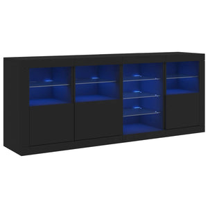 vidaXL Sideboard with LED Lights Black 164x37x67 cm