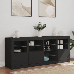 vidaXL Sideboard with LED Lights Black 164x37x67 cm