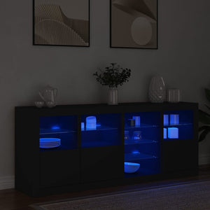 vidaXL Sideboard with LED Lights Black 164x37x67 cm