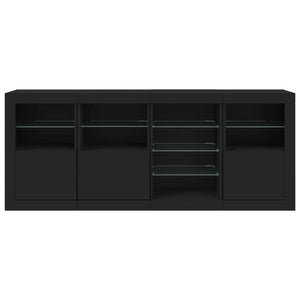 vidaXL Sideboard with LED Lights Black 164x37x67 cm