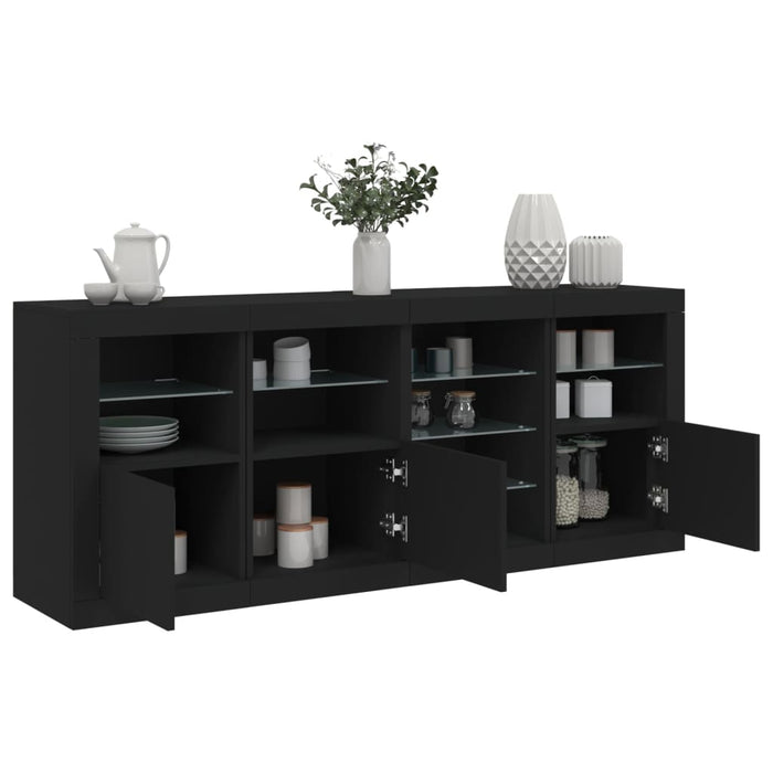 vidaXL Sideboard with LED Lights Black 164x37x67 cm