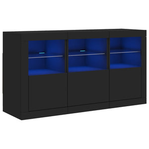 vidaXL Sideboard with LED Lights Black 123x37x67 cm