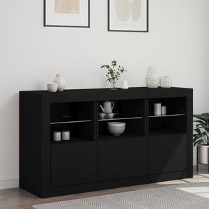 vidaXL Sideboard with LED Lights Black 123x37x67 cm