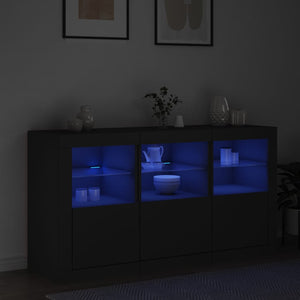 vidaXL Sideboard with LED Lights Black 123x37x67 cm