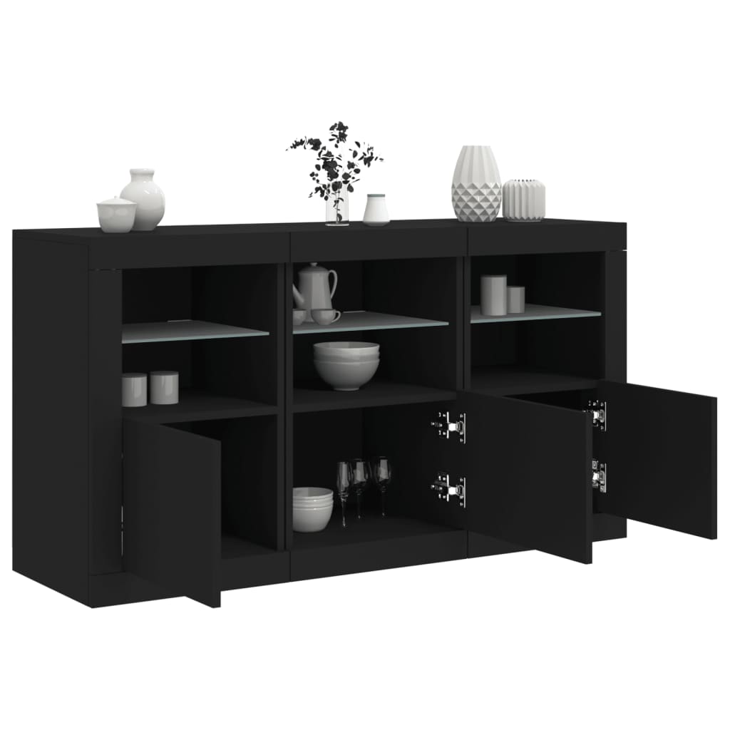 vidaXL Sideboard with LED Lights Black 123x37x67 cm