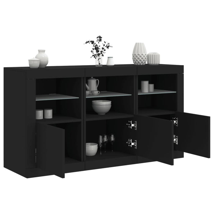 vidaXL Sideboard with LED Lights Black 123x37x67 cm