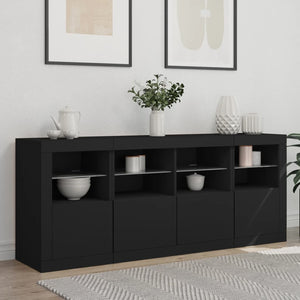 vidaXL Sideboard with LED Lights Black 163x37x67 cm