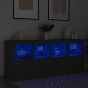 vidaXL Sideboard with LED Lights Black 163x37x67 cm