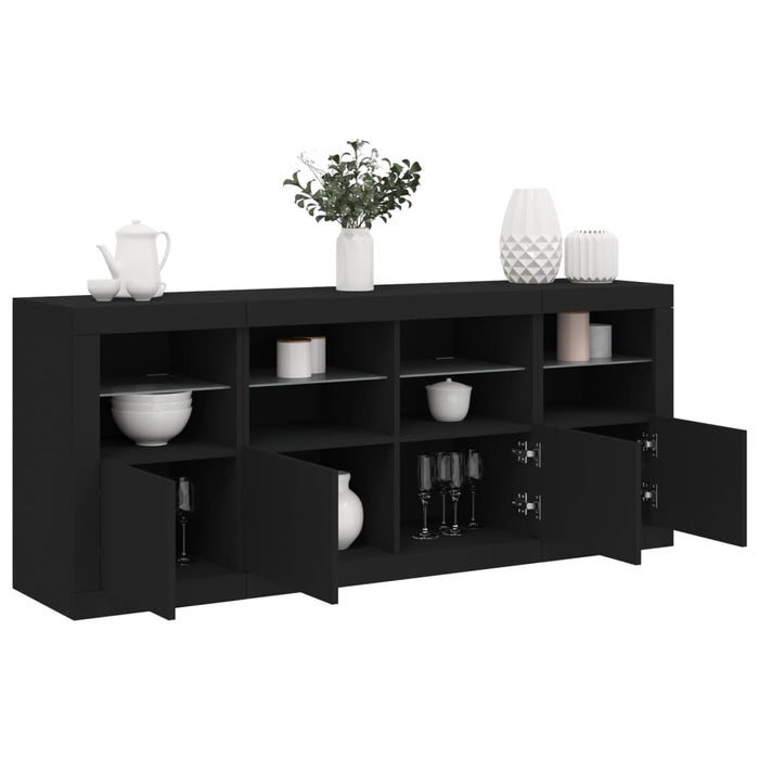 vidaXL Sideboard with LED Lights Black 163x37x67 cm