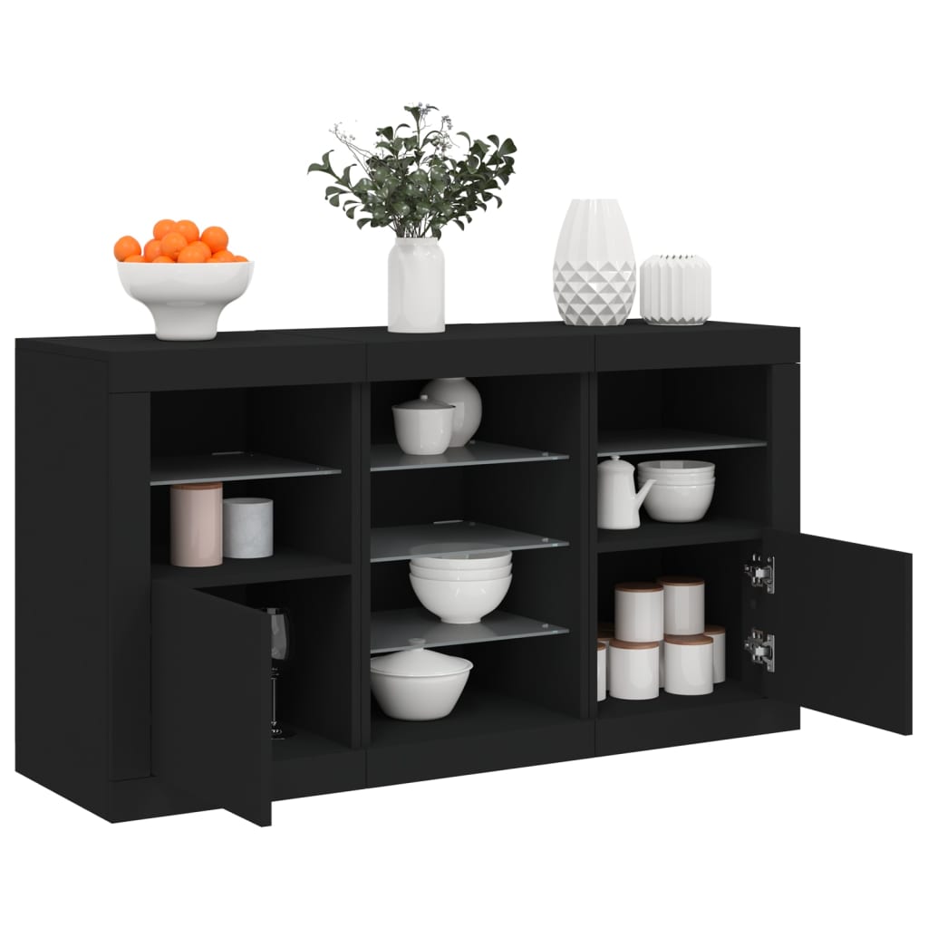 vidaXL Sideboard with LED Lights Black 123x37x67 cm