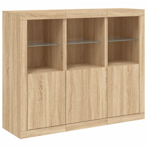 vidaXL Sideboards with LED Lights 3 pcs Sonoma Oak Engineered Wood