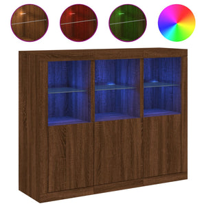 vidaXL Sideboards with LED Lights 3 pcs Brown Oak Engineered Wood