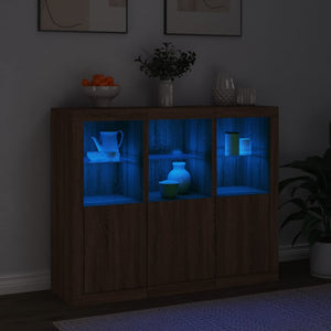 vidaXL Sideboards with LED Lights 3 pcs Brown Oak Engineered Wood