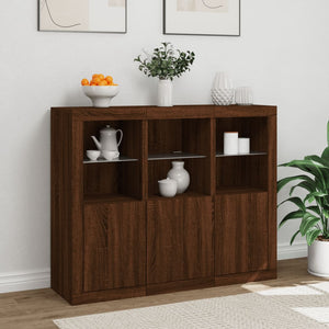 vidaXL Sideboards with LED Lights 3 pcs Brown Oak Engineered Wood