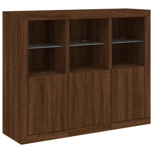 vidaXL Sideboards with LED Lights 3 pcs Brown Oak Engineered Wood